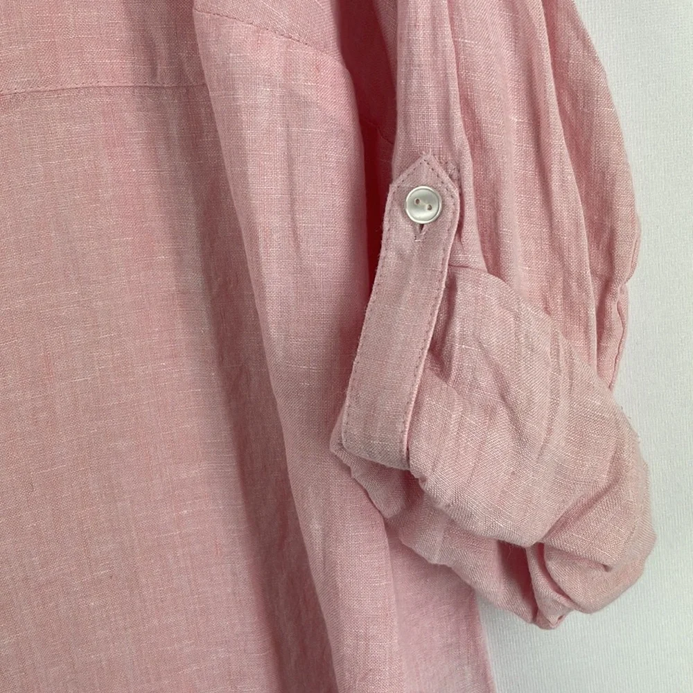 Charter Club 100% Linen Light Pink Button Up Shirt - Picture 3 of 5